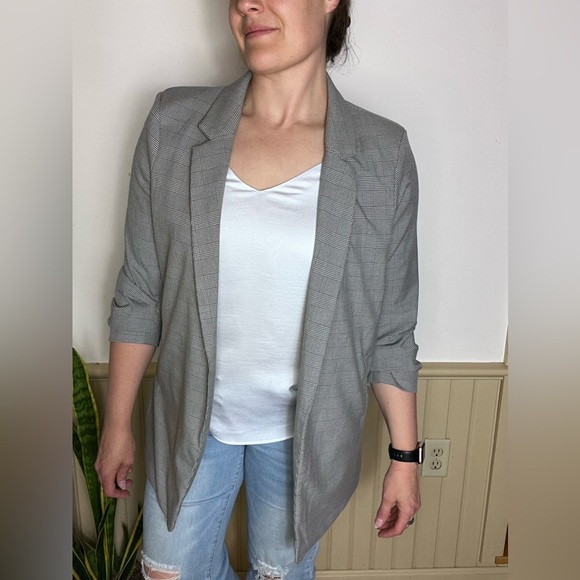 Maison d’Amelie Blazer Plaid Preppy Trending Pocket Open Jacket Women’s Sz L - Picture 2 of 9